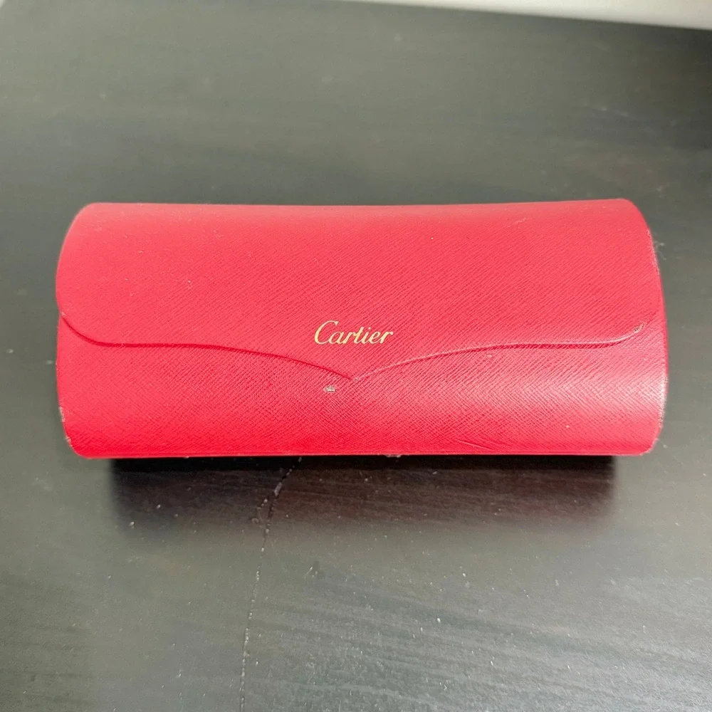 Cartier Red Leather Hard Shell Sunglasses Eyeglasses CASE ONLY DAMAGED
